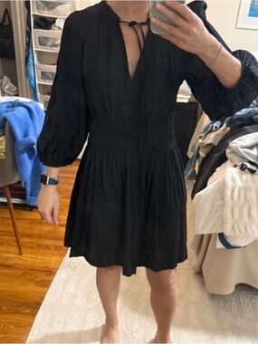 GAP Black Mini Dress with Tie Neck